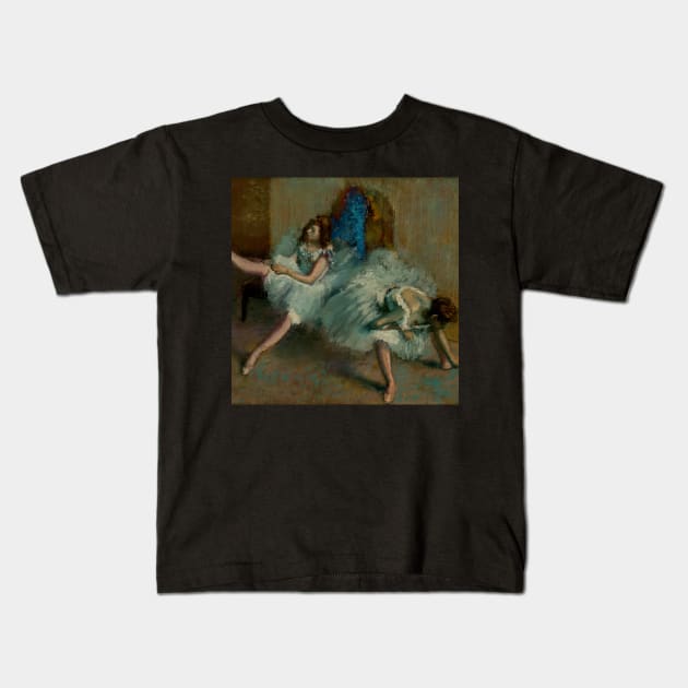 Edgar Degas Before the Ballet Ballerina Dancers Orange Autumn fall Gift For art admirer Kids T-Shirt by CONCEPTDVS